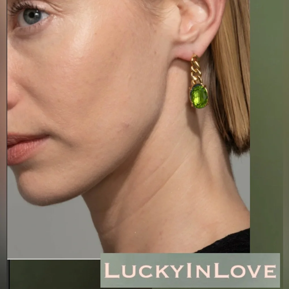 ALEXIS BITTAR • Bonbon Clear Chartreuse Crystal Small Drop Post Earrings in Gold